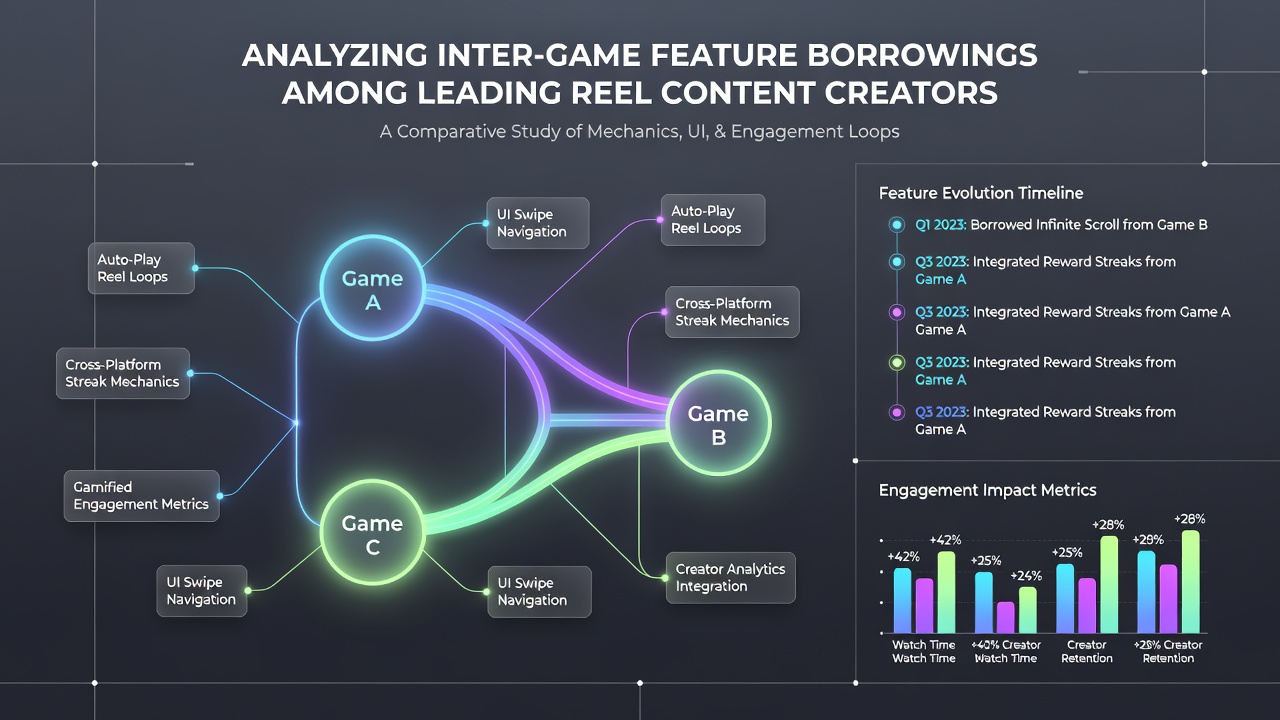 Visual representation of shared reel mechanics across multiple game studios showing overlapping feature icons and pathways