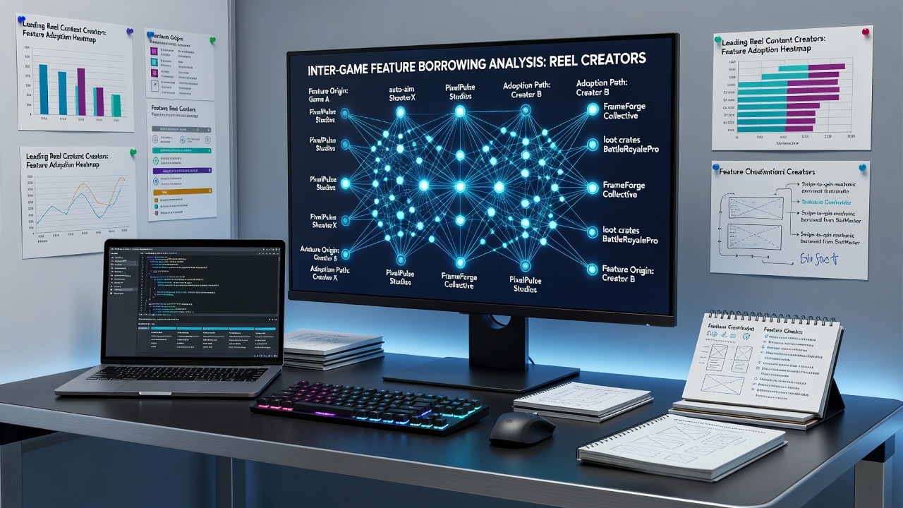 Diagram illustrating connections between different reel features borrowed across content creator portfolios