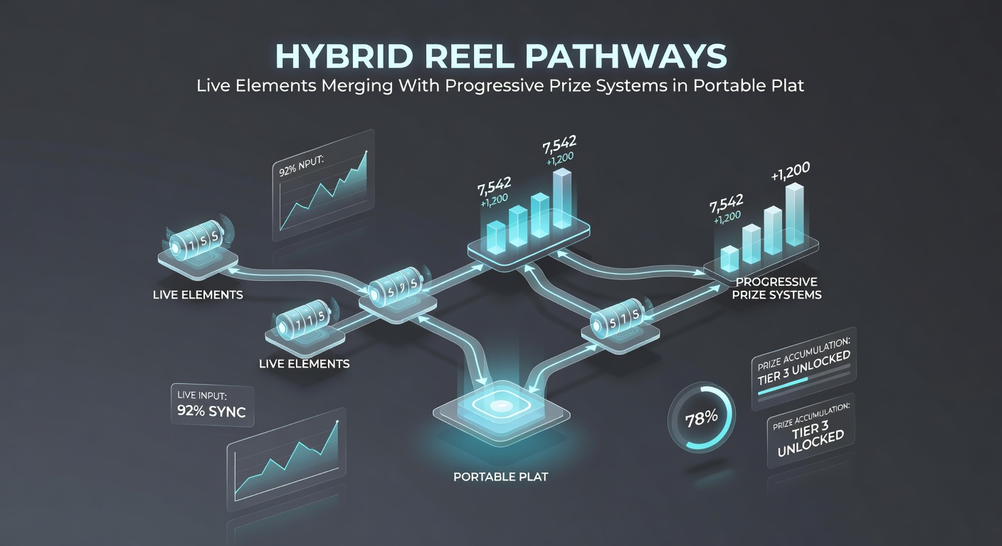 Mobile screen displaying merged live dealer view and progressive jackpot meter during hybrid reel play