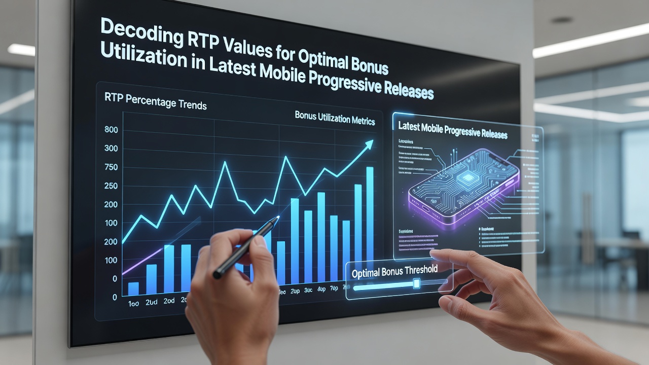 Mobile progressive slot interface displaying RTP metrics and bonus indicators on a smartphone screen