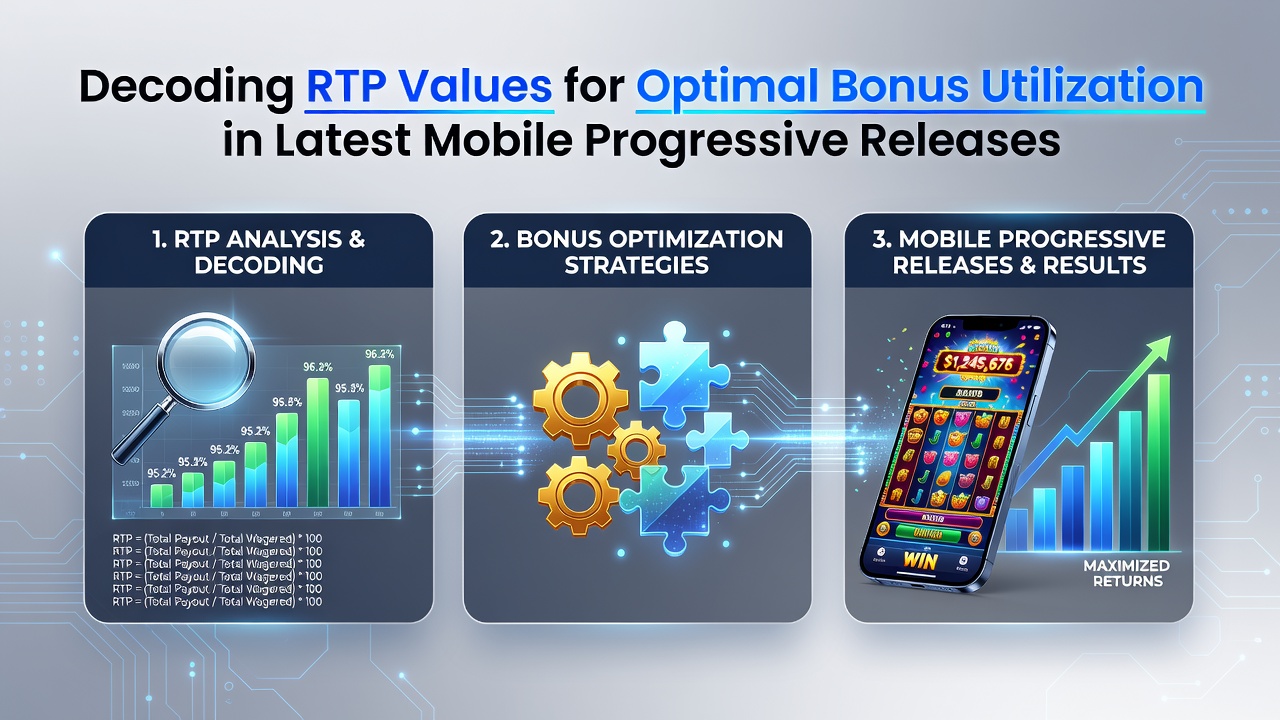 Infographic showing RTP breakdown charts for mobile progressive slots with bonus allocation percentages