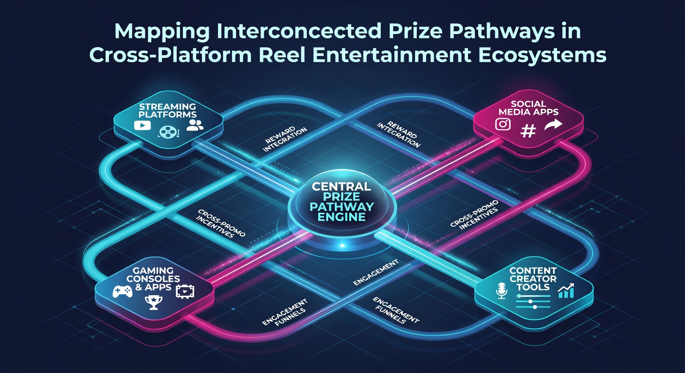 Illustration of data flow between reel entertainment platforms showing prize synchronization