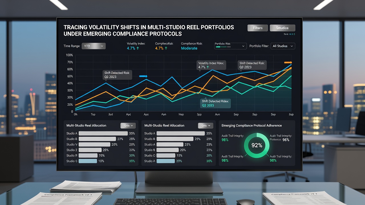 Compliance officers examine reel portfolio volatility reports generated from multiple game studios